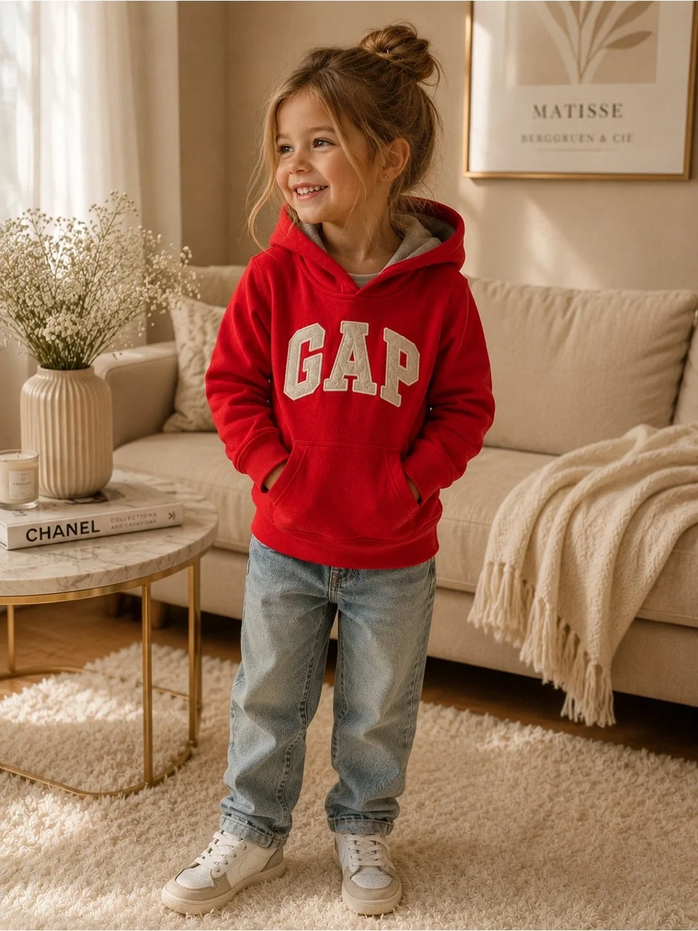GAP Red Pullover Hoodie with Contrasting Logo